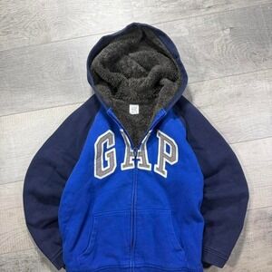 Vintage 2000a grey and blue fur lined gap full zip hoodie Size boys XXL